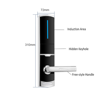 310*72mm 금속 합금 호텔 전자 스마트 도어 잠금 RFID 카드 및 기계 열쇠