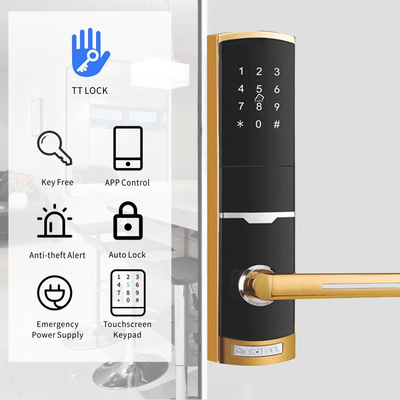 금색 원격 제어 스마트 키패드 문 잠금 TTlock 앱 카드 키